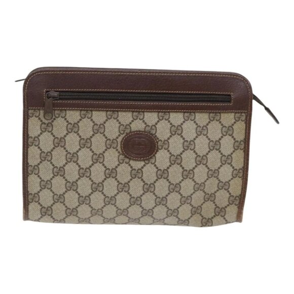 GUCCI GG Supreme Clutch Bag PVC Beige - Picture 13 of 15